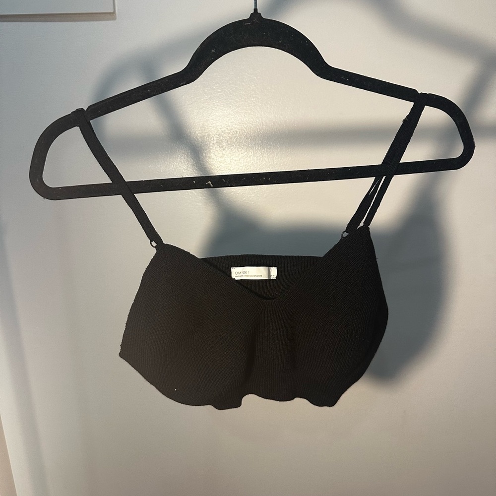 Oak+Fort Cropped Black Tank Top